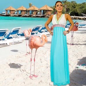 Flying Tomato Aqua BOHO Maxi Dress